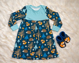 Woodland Dress - Available in Blue and Grey - Kinder Feet - 2